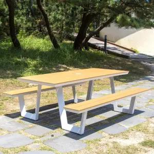 [영가구]필리 일체형 야외용 수지목 정원 테라스 야외테이블 세트 2size