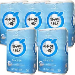 깨끗한나라 순수 시그니처 3겹 28m 30롤 5팩