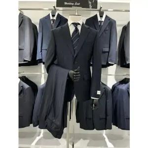 [트루젠]프리미엄 울100 다크네이비 기본핏 스판 남자 정장세트 예복 혼주복 추천