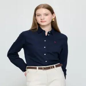 헤지스 여성 [아이코닉] 페더트윌 셔츠 네이비 HSSH5DC84N2