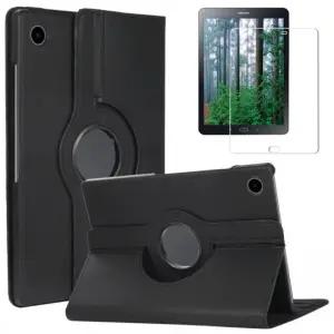 갤럭시탭A8 10.5 회전 가죽 케이스 강화유리필름 세트 X200/X205
