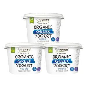 상하목장 유기농 그릭요거트 무가당플레인 400g 3개