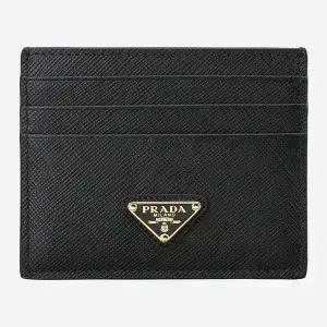 프라다 5F 1MC025 QHH F0002 사피아노 트라이앵글 카드 케이스 블랙