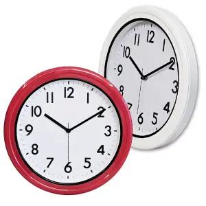 심플ABS 방수 벽시계 33cm 욕실 수영장 목욕탕 사우나 헬스장 벽걸이 인테리어 레드