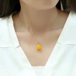 호박보석 목걸이 천연호박 곡옥 보석원석 펜던트