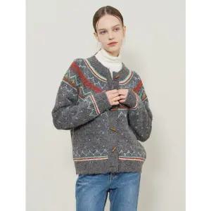 [BNX]라운드넥 더플 버튼 패턴 가디건 (BX4CD027L0)