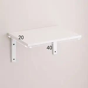 화이트 1단 원목 나무 벽선반 ㄱ자타공고정 선반장 40X20cm