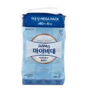 크리넥스 마이비데 클린케어 화장실용 물티슈 캡형 60매 6개