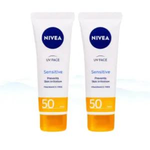 니베아 선 페이스 수딩 센서티브 크림 SPF50+ PA++++ 50ml x 2개 민감성 진정 자외선차단 선크림