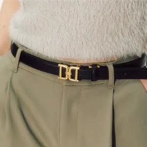 [닥스](강남점)DBBE6E097BK [여성벨트][DD Symbol] 블랙 DD메탈릭 골드 버클 소가죽 후크 여성벨트