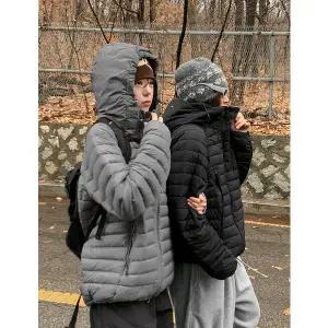 [공구우먼] [엠디픽] 엠지룩 사선지퍼 투웨이 생활방수 웰론 경량 패딩 85156 빅사이즈 여성의류