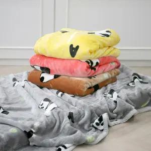 귀여운 팬더 라운드 초극세사 두겹 밍크 싱글담요