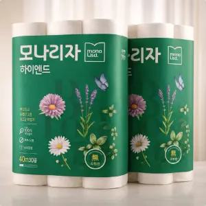 모나리자 프리미엄 천연펄프 하이엔드 40m x 30롤 x 2팩