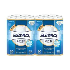 크리넥스 천연펄프 3겹 울트라클린, 27m, 30롤, 2개