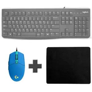 로지텍 K120 New+G102 2세대 게이밍 박스 블루+마우스패드 유선 키보드 마우스 세트 한글
