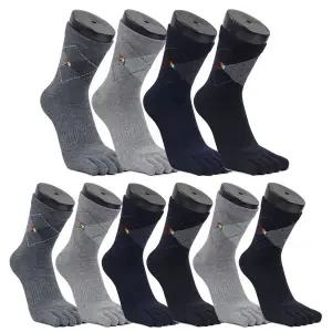 [아놀드파마] 10켤레 뒤틀림방지 남자발가락양말 아가일 중목 BA006