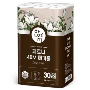 [한예지] 페르니 40m 메가롤 천연펄프 화장지 30롤 1팩