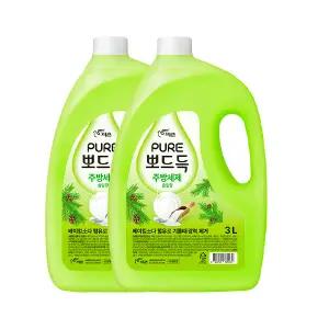 퓨어 뽀드득 주방세제 솔잎향 3L, 2개