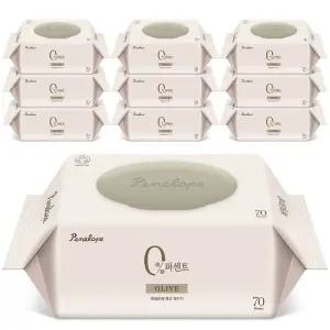 페넬로페 아기물티슈 0퍼센트 올리브 캡형 70매 10개
