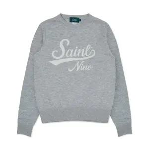 [세인트나인] 여성 레터링 라운드 스웨터 MELANGE GREY