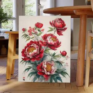 풍수 동양화 부귀화 모란꽃 인테리어 그림액자 01 화개부귀홍목단화 캔버스액자 31x41cm