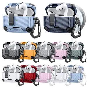 에어팟 프로3세대 카라비너 카본 패턴 락 잠금 맥세이프 하드 범퍼 케이스