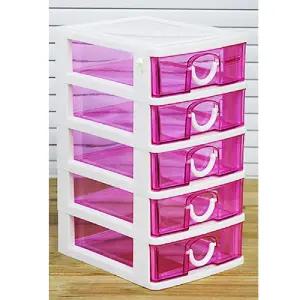 해피 서랍장 5단/플라스틱/정리함/박스/수납함/미니/수납장/서랍/소품/데스크