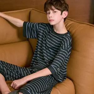 마밤 MSMV 쿨 냉감 블랙그레이ST 아동 주니어 키즈 잠옷 내의 실내복 링거 7부 세트