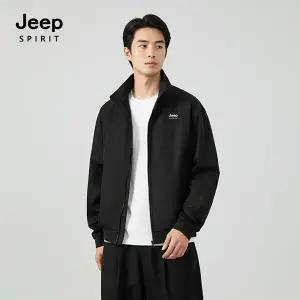 JEEP SPIRIT 공용 하이넥 집업 자켓 블랙 (JSSPJK139)