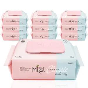미엘 물티슈 클래식 엠보싱 캡형 100매 10팩 평량50g 저자극 안전한 순한 대용량