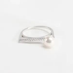 (실버) 린다 진주 스틱 반지