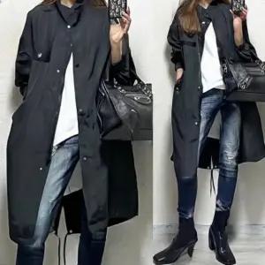 F085811 간절기 홑겹 롱 바람막이 점퍼 야상 아우터