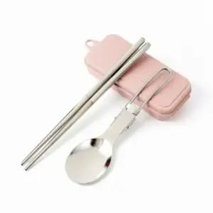 하이캠핑 접이식수저 세트 백패킹숟가락 젓가락 핑크 접이식숟가락