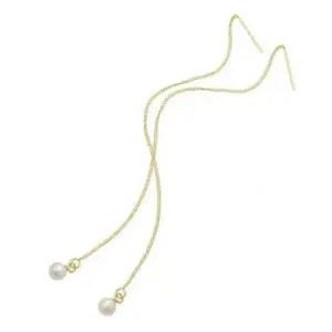 기본귀걸이 GOLD 골드 화이트 진주 롱 체인 귀걸이 14K