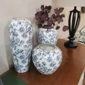 럭셔리 항아리 화병 대형 달화병 청화백자 돌상 인테리어 장식품 A