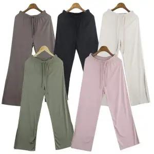 여자 DQ50GS22 골지스타일 옆트임 허리밴딩 와이드핏 통바지