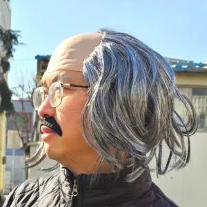 직모머리 마빡이 대머리 가발 흰머리가발 웃긴가발 분장용가발 마빡이가발 대머리가발