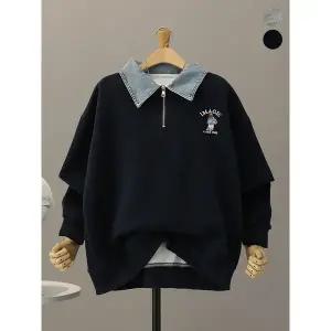 [모노시크]율리아 베어 데님 카라 반집업 맨투맨 MNTG555_P416931457