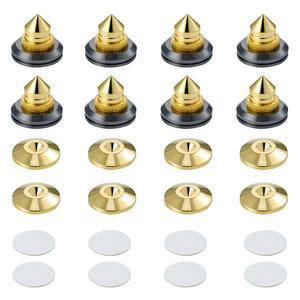 PAILVENS 라우드스피커 스파이크 8개 포함 합금 높이 접착 세트 피트 조절 패드 16X 스파이크 서브우퍼 가능 구리