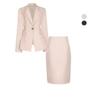 SET 여성 레인 원버튼 봄가을 정장 자켓+스커트 세트