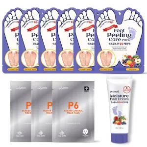 인스탐스 풋 필링케어 6세트 마스크팩3개 풋크림1개 발각질제거팩 풋팩