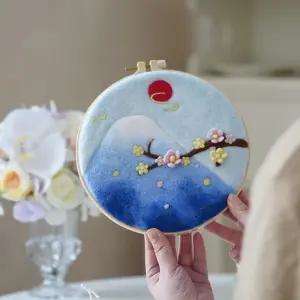 양모 펀치니들 DIY 자수 패키지 공예 키트/만들기/재료/귀여운/작품/풍경화/취미용/장식/소품/꾸미기/바늘