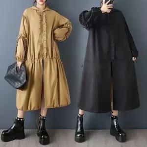 여성 트렌디 아이템 원피스 럭셔리정장 봄가을 빅사이즈 하프 빈티지 긴팔 후드 트렌치코트 힛템