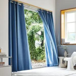 모던하우스 루밍 생활암막 아일렛형 긴창문커튼 140x240 라이트블루 2p