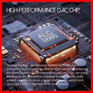 ALC5686 USB-C to 3.5mm 오디오 어댑터 헤드폰 앰프 HiFi DAC 32bit/384Khz 디코더 타입-C 컨버터 삼성용