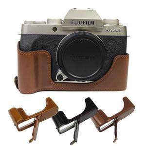 Fujifilm X-T200 Fuji 카메라 베이스 쉘 커버용 보호용 PU 가죽 하프 세트 하단 케이스