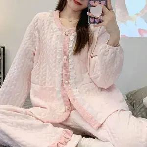 여자 WN210810 홈웨어 파자마 파티 일상 홈웨어 포근 도톰한 예쁜 파스텔톤 잠옷 세트