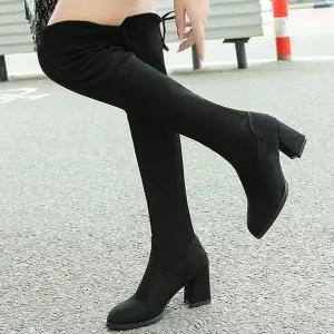 스웨이드 XH771012 싸이하이 기 미들힐 롱부츠 여성 오버니 부츠