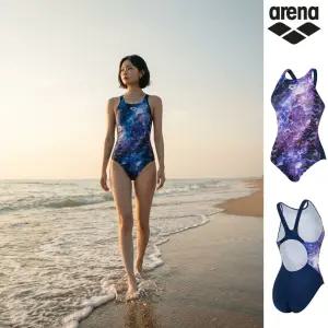 아레나 여자 원피스형 수영복 쥬얼오로라 레이서백 A5FL1LD08