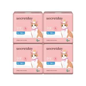 시크릿데이 러브플러스 흡수력 통기성 대형 14개입 4팩